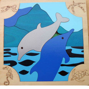 Dolphin Jigsaw - Mosaic Wooden Puzzle - 24 pieces, 2 layers