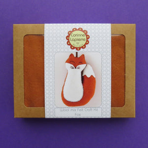 Keep Creative Hands Busy with this Fox Sewing Kit This fox sewing kit contains everything you'll need to make a friendly felt fox that you can hang in a child's bedroom or use as Christmas decorations. Great for beginners and seasoned crafters. Showing box in purple background