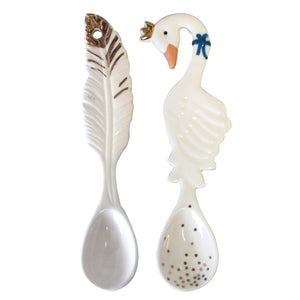 Swan Spoons - Set of 2 Ceramic Secret Garden Collection from House of Disaster