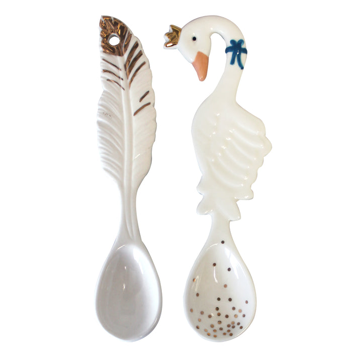 Swan Spoons - Set of 2 Ceramic Secret Garden Collection