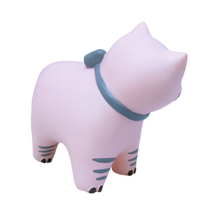 A gorgeous children's light depicting a happy pink cat wearing a grey bow. At bedtime, it's reassuring for some to have a children's night light in the room. What better way to create an atmosphere of calm than a pretty pink cat night light. Shoiwng unlit pink cat lamp from rear on white background